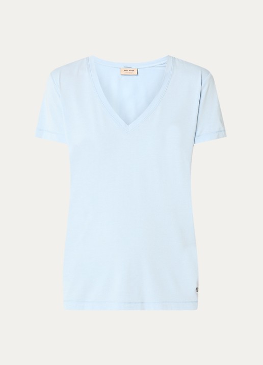 Mos Mosh MMDala T-shirt met V-hals - voorkant lichtblauw