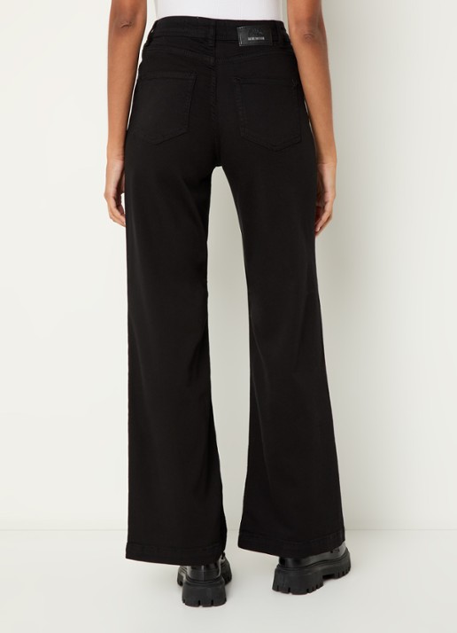 Mos Mosh MMDara high waist wide leg jeans met steekzakken - achterkant zwart