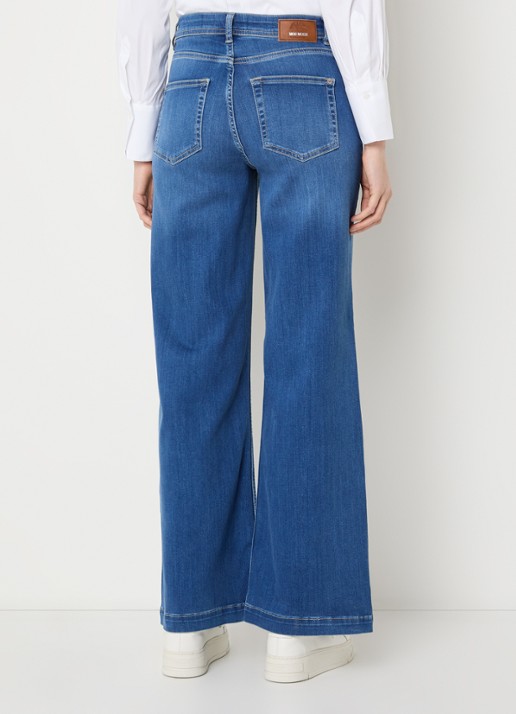 Mos Mosh MMDara high waist wide leg jeans met steekzakken - achterkant 3 indigo