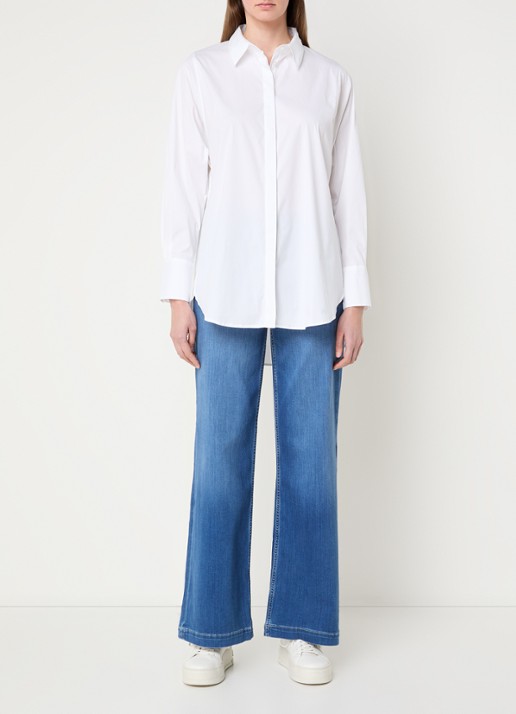 Mos Mosh MMDara high waist wide leg jeans met steekzakken - voorkant 5 indigo