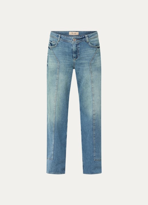 Mos Mosh MMDara Remy mid waist straight leg jeans met steekzakken - voorkant 2 indigo