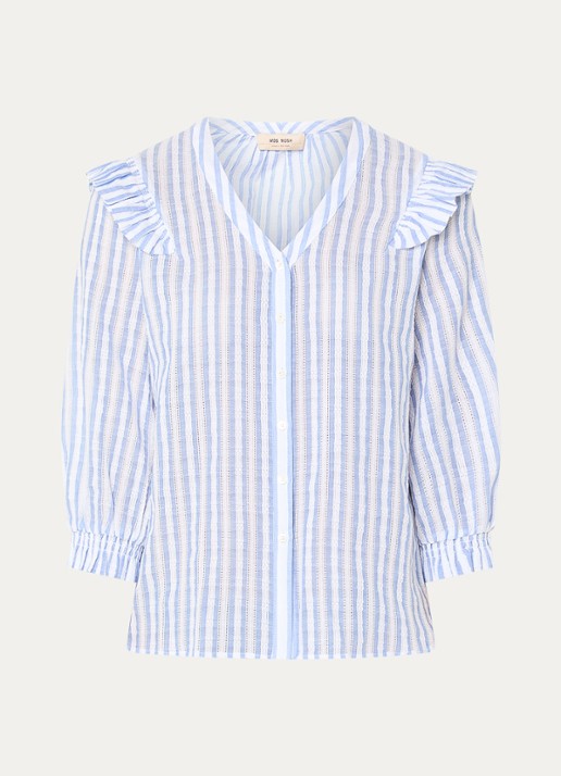 Mos Mosh MMDebby blouse met streepprint - voorkant lichtblauw