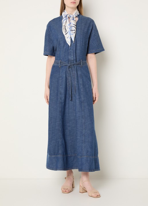 Mos Mosh MMEla Arfge midi denimjurk met strikceintuur