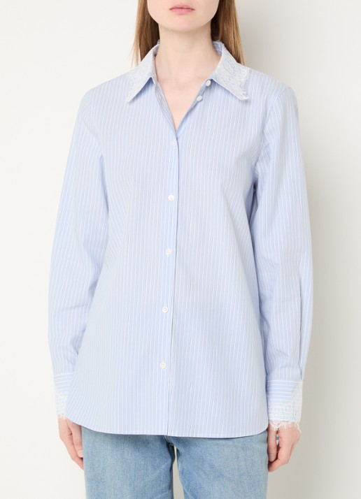 Mos Mosh MMElinda blouse met streepprint en broderie