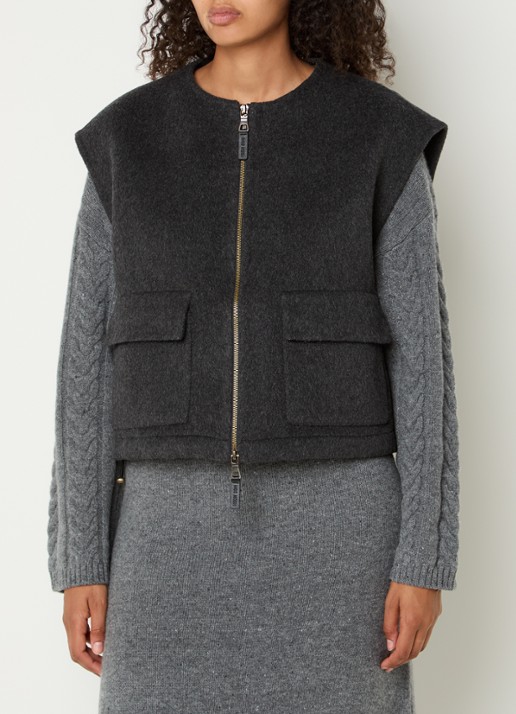 Mos Mosh MMElise bodywarmer in wolblend met opgestikte zakken