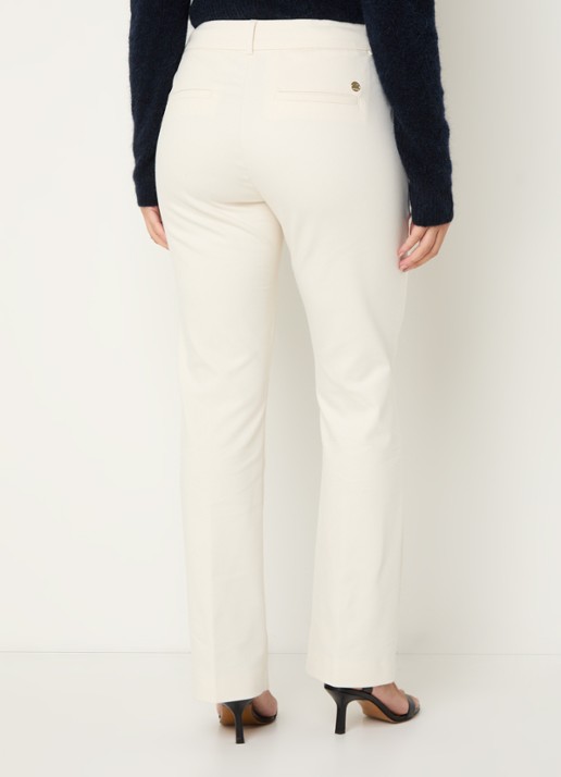 Mos Mosh MMEllen mid waist straight fit cropped chino met steekzakken - achterkant gebroken wit