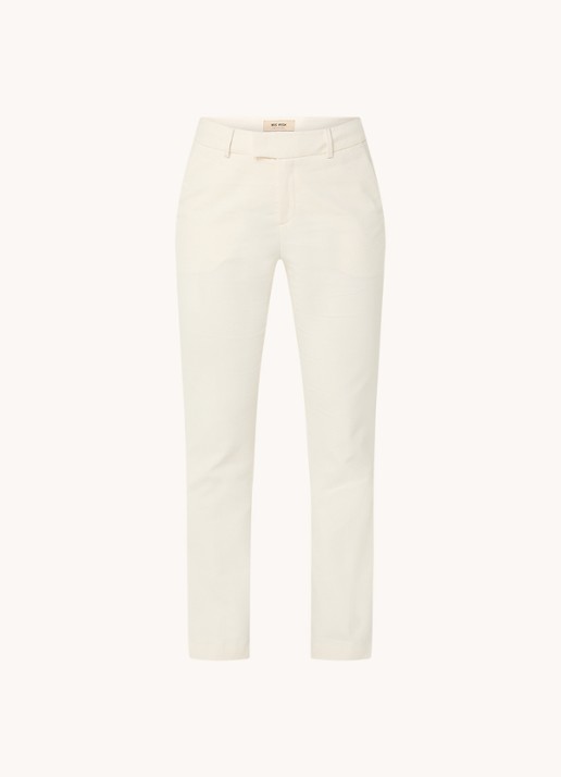Mos Mosh MMEllen mid waist straight fit cropped chino met steekzakken - voorkant 2 gebroken wit