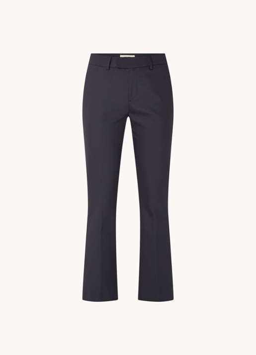 Mos Mosh MMEllen mid waist straight fit cropped chino met steekzakken - voorkant donkerblauw