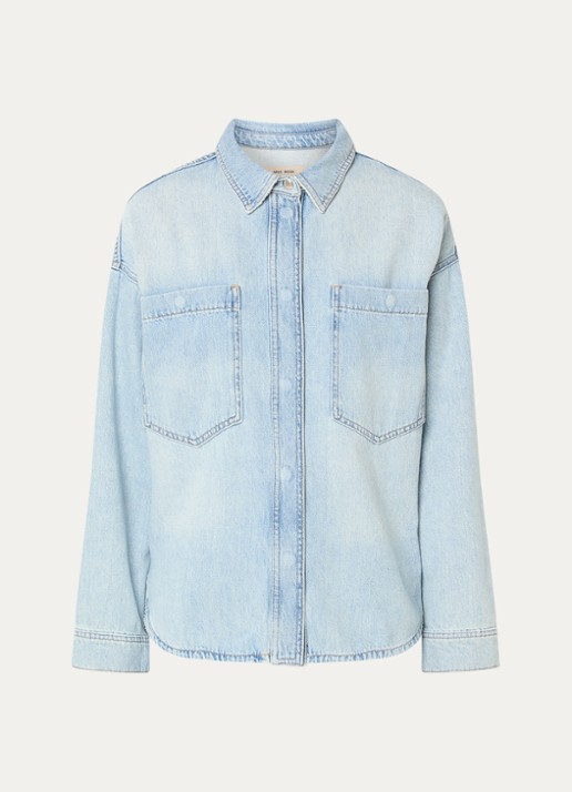 Mos Mosh MMEmm blouse van denim met studs - voorkant lichtblauw