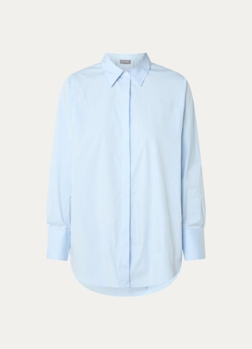 Mos Mosh MMEnola blouse met stretch - voorkant lichtblauw