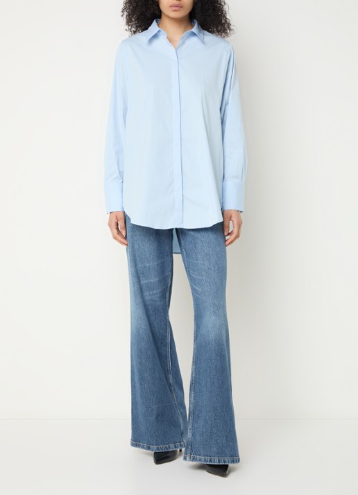 Mos Mosh MMEnola blouse met stretch - voorkant 2 lichtblauw