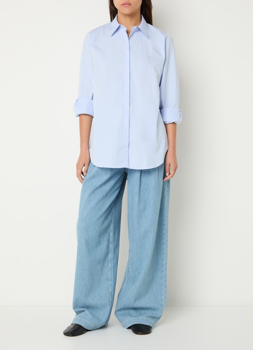 Mos Mosh MMEnola blouse van katoen - voorkant 4 lichtblauw