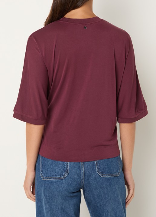 Mos Mosh MMJuana T-shirt met gestrikt detail - achterkant 2 bordeauxrood