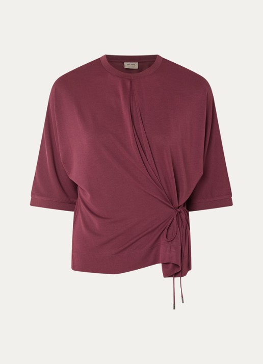 Mos Mosh MMJuana T-shirt met gestrikt detail - voorkant 3 bordeauxrood