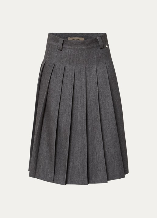 Mos Mosh MMKait midi rok met plooidetail - voorkant 2 donkergrijs