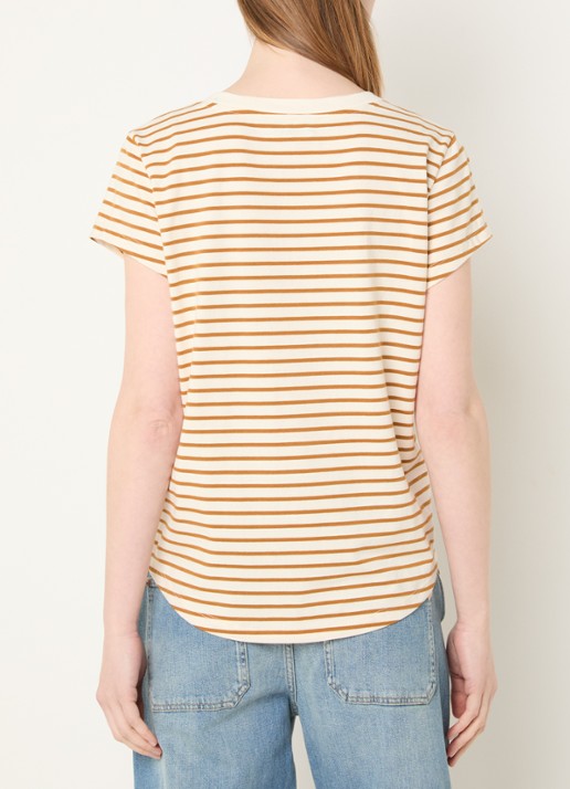 Mos Mosh MMKala T-shirt met streepprint - achterkant lichtbruin
