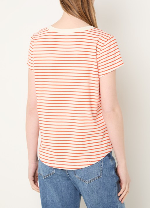 Mos Mosh MMKala T-shirt met streepprint - achterkant 3 orange