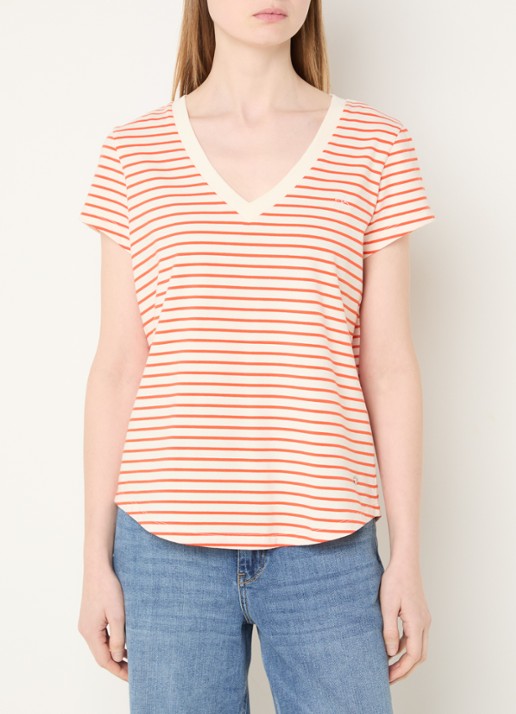 Mos Mosh MMKala T-shirt met streepprint - detail 4 orange