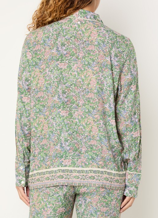 Mos Mosh MMKana blouse met bloemenprint - achterkant 4 groen