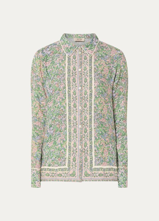 Mos Mosh MMKana blouse met bloemenprint - voorkant 2 groen