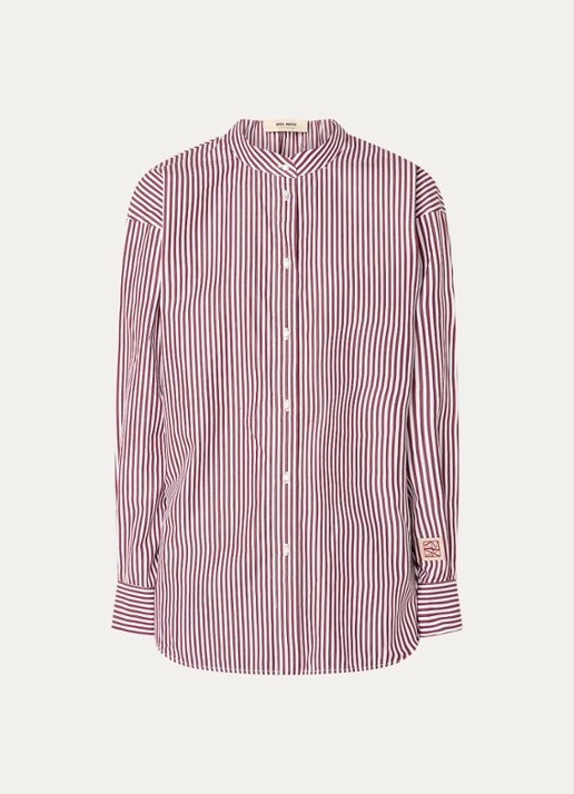 Mos Mosh MMKaris blouse met streepprint - voorkant 3 donkerrood
