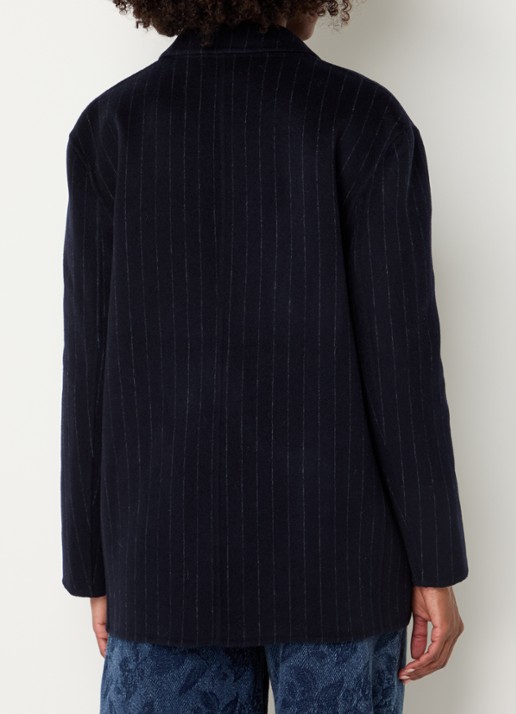 Mos Mosh MMKarita blazer met streepprint en klepzakken - achterkant 4 donkerblauw