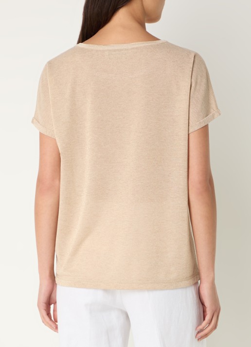 Mos Mosh MMKay semi-transparant T-shirt met lurex - achterkant beige