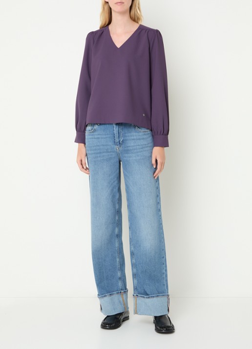 Mos Mosh MMKylie Miley top met pofmouw - voorkant 4 paars