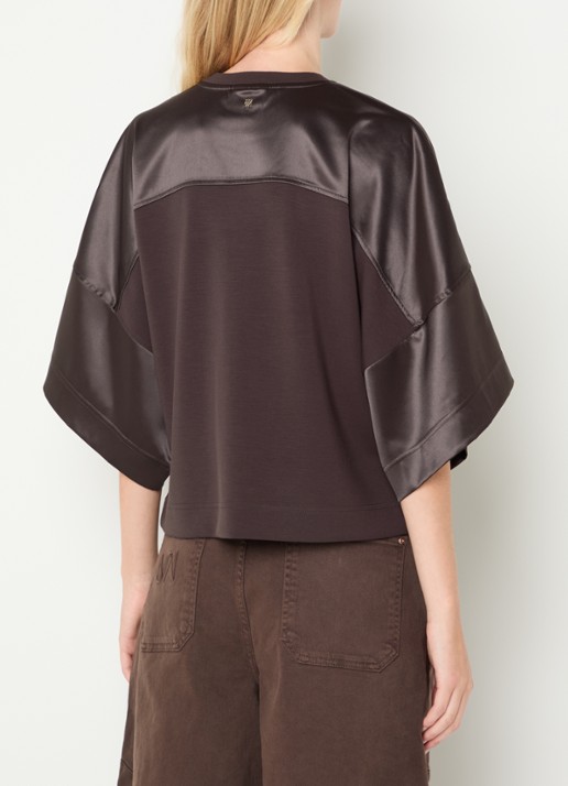 Mos Mosh MMLela sweater van satijn - achterkant 4 bruin