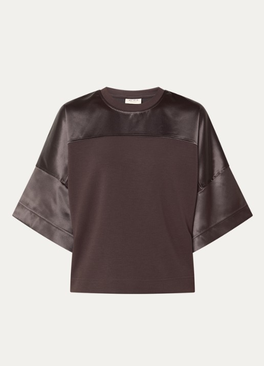 Mos Mosh MMLela sweater van satijn - voorkant bruin