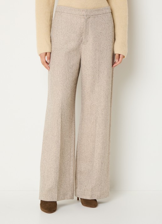 Mos Mosh MMLeya high waist wide fit pantalon met gemêleerd dessin