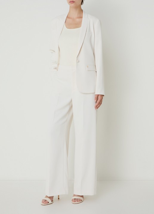 Mos Mosh MMLeya Miley high waist wide fit pantalon met steekzakken - voorkant 4 wit