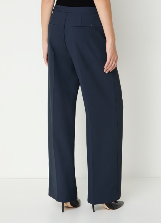 Mos Mosh MMLeya Miley high waist wide fit pantalon met steekzakken - achterkant donkerblauw