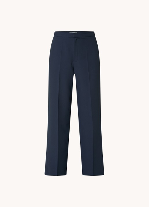 Mos Mosh MMLeya Miley high waist wide fit pantalon met steekzakken - voorkant 2 donkerblauw