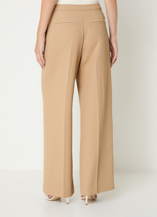 Mos Mosh MMLeya Miley high waist wide fit pantalon met steekzakken - achterkant camel