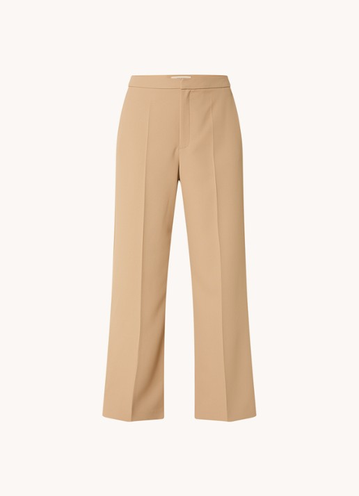Mos Mosh MMLeya Miley high waist wide fit pantalon met steekzakken - voorkant 3 camel