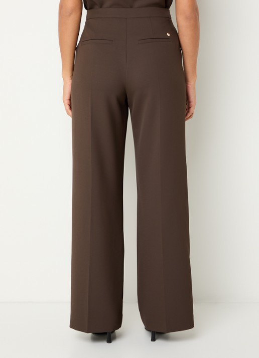 Mos Mosh MMLeya Miley high waist wide fit pantalon met steekzakken - achterkant 4 donkerbruin