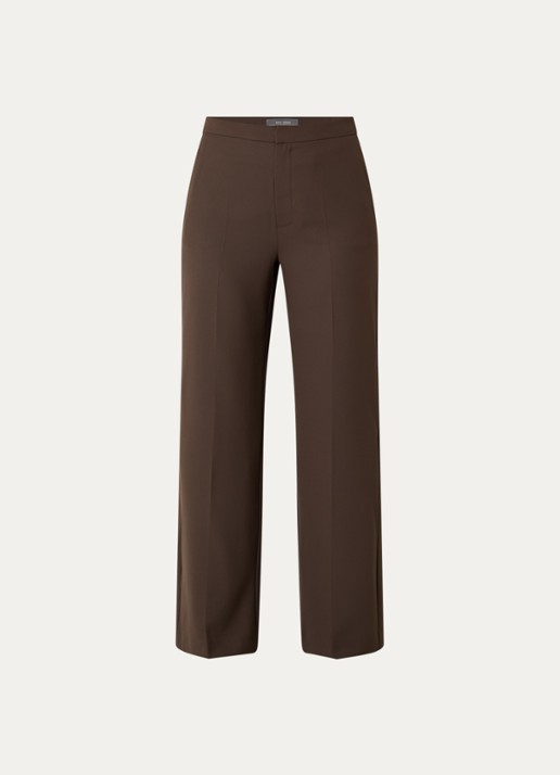 Mos Mosh MMLeya Miley high waist wide fit pantalon met steekzakken - voorkant donkerbruin