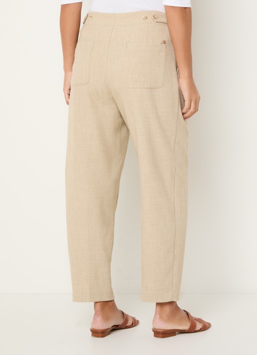 Mos Mosh MMLeysa high waist tapered fit cropped pantalon met steekzakken - achterkant 3 beige