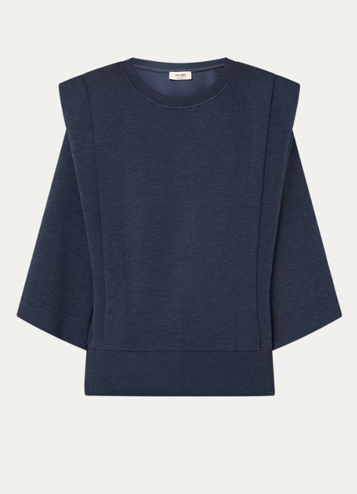 Mos Mosh MMMae sweater met ronde hals - voorkant 3 donkerblauw