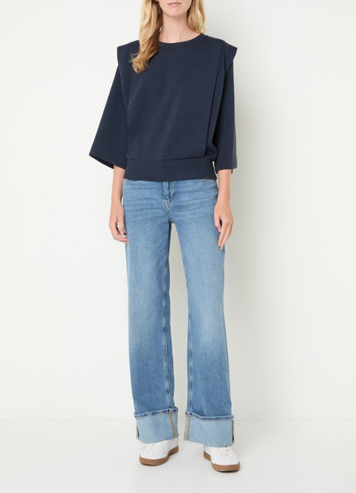 Mos Mosh MMMae sweater met ronde hals - voorkant 4 donkerblauw