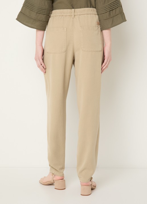 Mos Mosh MMMaison high waist tapered fit broek met steekzakken - achterkant beige