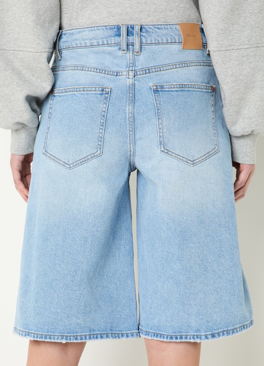 Mos Mosh MMMathilde Urban high waist wide fit korte broek van denim - achterkant 2 lichtblauw