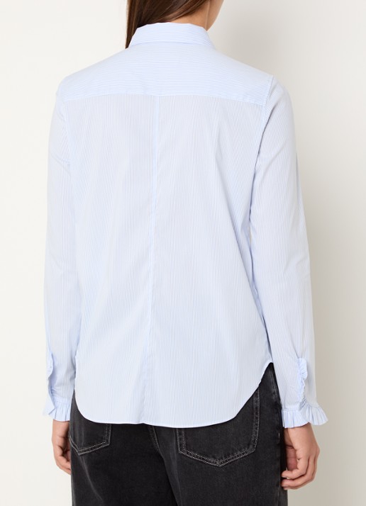 Mos Mosh MMMattie blouse met streepprint - achterkant 3 lichtblauw