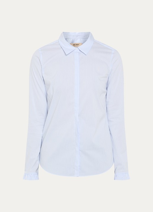 Mos Mosh MMMattie blouse met streepprint - voorkant lichtblauw
