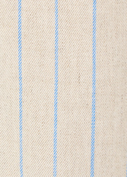 Mos Mosh MMMedina Miriam high waist wide fit pantalon in linnenblend met streepprint - detail 5 lichtblauw