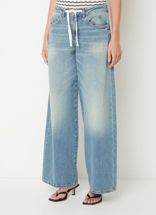 Mos Mosh MMMilo high waist wide leg jeans van  katoen met lichte wassing