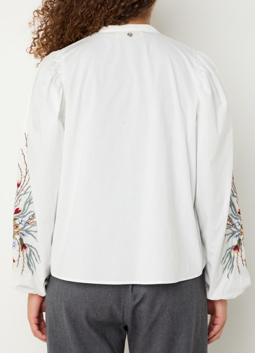 Mos Mosh MMMysa blouse met borduring  - achterkant 2 gebroken wit