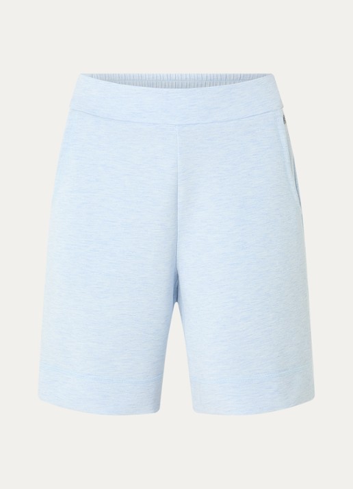Mos Mosh MMNamara high waist straight fit korte joggingbroek met steekzakken - voorkant 3 lichtblauw