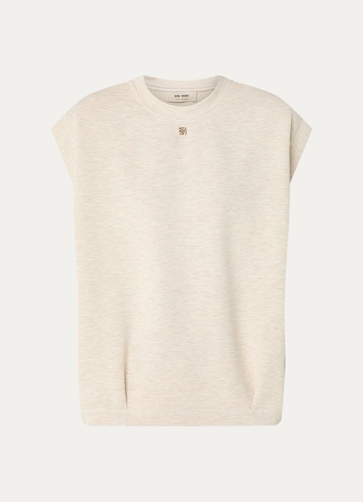Mos Mosh MMNamara top met logo - voorkant beige
